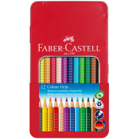 Карандаши цветные Faber-Castell 'Grip', 12цв., трехгран., заточен., метал. кор.