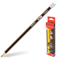 Набор чернографитных карандашей Maped Black Pep's НВ, трехгранные, с ластиком, 12шт, 851721