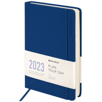 Ежедневник датированный 2023 А5 138x213 мм BRAUBERG 'Flap', синий, 114148