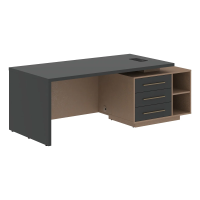 Стол руководителя с тумбой VCT 2190(R) Яшма черный/Кобра 2100х900х750 VELION