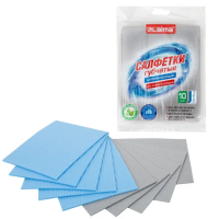 Салфетки губчатые для уборки кухни 15х18 см, ЦЕЛЛЮЛОЗНЫЕ, КОМПЛЕКТ 10 шт., 5 серых / 5 голубых, LAIM