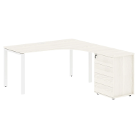 Стол эргономичный с тумбой EUCET 1518(R) Ясень Траун/Белый 1560х1880х750 EDIS