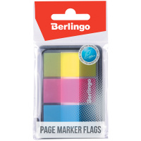 Клейкие закладки пластиковые Berlingo 3 неоновых цвета, 45х20мм, 20 листов, в диспенсере