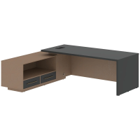 Стол руководителя с тумбой VCT 2319(L) Яшма черный/Кобра 2300х1900х750 VELION