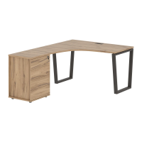 Стол эргономичный с тумбой EVCET 1318(L) Дуб Денвер светлый/Мокко 1360х1880х750 EDIS