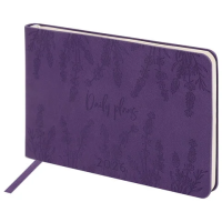 Еженедельник датированный 2026 МАЛЫЙ ФОРМАТ 105х160 мм, А6, BRAUBERG 'Imprint', тиснение, фиолетовый