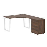 Стол эргономичный с тумбой EVCET 1318(R) Дуб Денвер тёмный/Белый 1360х1880х750 EDIS