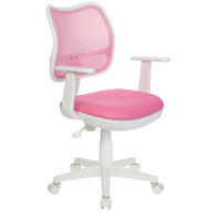Кресло офисное Бюрократ CH-W797 ткань, розовая, крестовина пластик, белая