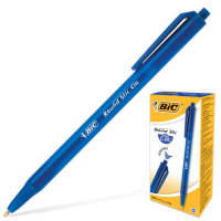 Шариковая ручка автоматическая Bic Round Stic Clic синяя, 0.4мм, синий корпус