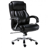 Кресло руководителя Brabix Status HD-003 рециклированная кожа, черная, крестовина хром