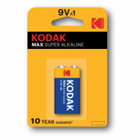 Батарейка алкалиновая 1 шт. KODAK Max Super Alkaline, Крона 9V (6LR61, 6LF22, 1604A), блистер, Б0005