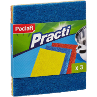 Губка Paclan Practi в наборе разной жесткости абразивные, 13х15см, ассорти, 3шт/уп