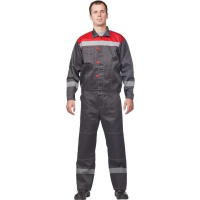 Костюм рабочий летний мужской (р.52-54) 182-188, серо-красный, брючный, с СОП, л20