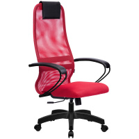 Кресло руководителя Метта SU-BP-8 PL, ткань-сетка красная №22, спинка-сетка, топ-ган (100/001)