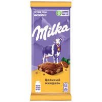 Шоколад Milka молочный с цельным миндалем, 85г