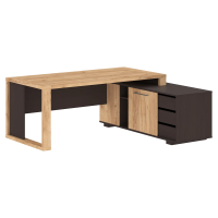 Стол руководителя с тумбой ACT 1916.A(R) Дуб Бофорд/Венге Магия 1 900х1 600х750 ALTO
