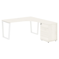 Стол эргономичный с тумбой EVCET 1518(R) Ясень Траун/Белый 1560х1880х750 EDIS