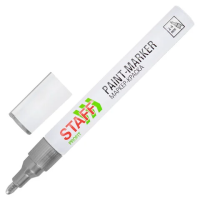 Маркер-краска лаковый (paint marker) 2-4 мм, СЕРЕБРИСТЫЙ, НИТРО-ОСНОВА, STAFF PROFIT, для любых пове