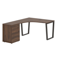 Стол эргономичный с тумбой EVCET 1318(L) Дуб Денвер тёмный/Мокко 1360х1880х750 EDIS