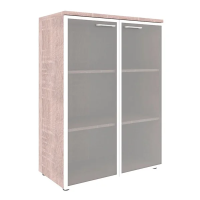 Шкаф средний Skyland Xten XMC 85.7, дуб сонома, 856х432х1190мм, со стеклянными дверьми в алюминиевой рамке, с топом