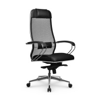 Кресло руководителя Метта Samurai SL-1.041 MPES, ткань-сетка/экокожа, черная, крестовина хром