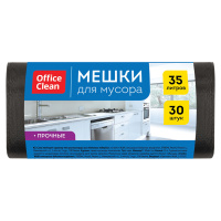 Мешки для мусора 35л OfficeClean ПНД, 50*64 см, 12мкм, 30шт., прочные, черного цвета, в рулоне