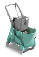 Тележка Nick28 TTS, 28 л ведро с разделителем,  с U-образной ручкой, отжим Океу,  пластик,  зел., 0P