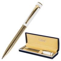 Шариковая ручка автоматическая Galant Mont Pelerin синяя, 0.7мм, белый/золотистый корпус