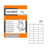 Этикетки самоклеящиеся Stickwell 12414, белые, 70x33.8мм, 2400шт