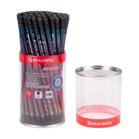 Карандаш чернографитный BRAUBERG 'RHOMBUS', 1 шт., HB, с ластиком, корпус ассорти, 181755