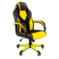 Кресло геймера Chairman Game 17 экокожа премиум, черно-желтая, крестовина пластик