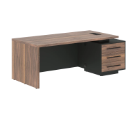 Стол руководителя с тумбой VRCT 2090(R) Американский орех/Черный матовый/Яшма черный 2000х900х750 VE