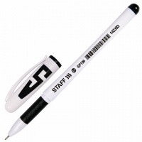 Ручка гелевая Staff черная, 0.35мм, белый корпус