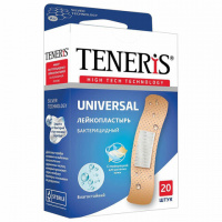 Набор пластырей 20 шт. TENERIS UNIVERSAL универсальный на полимерной основе, бактерицидный с ионами