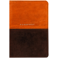 Обложка для паспорта OfficeSpace 'Duo', кожа, осень+коричневый, тиснение фольгой
