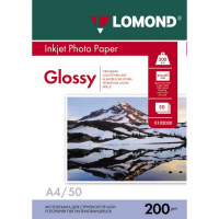 Фотобумага для струйных принтеров Lomond А4, 50 листов, 200г/м2, глянцевая, 102020