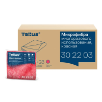 Салфетка хозяйственная Tellus (tork) 302203, микрофибра, 22.5х23.5см, красная, 5шт/уп