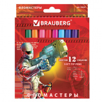 Фломастеры для рисования Brauberg Star Patrol 12 цветов, смываемые