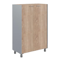 Шкаф средний Skyland Offix NEW OMC 87.1, дуб сонома светлый/металлик, 874х450х1329мм, с глухими средними дверьми