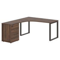 Стол эргономичный с тумбой EQCET 1518(L) Дуб Денвер тёмный/Мокко 1560х1880х750 EDIS