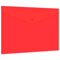Папка-конверт с кнопкой прозрачная А4, BRAUBERG 'UNIVERSAL', до 100 листов, красная, 0,15 мм, 273073