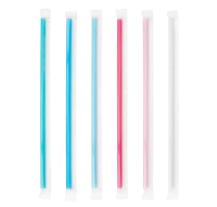 Трубочки для коктейля Aviora цветные в индивидуальной упаковке 8мм 24см, 250шт