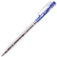 Шариковая ручка автоматическая Staff синяя, 0.35мм, прозрачный корпус