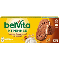 Печенье Belvita Утреннее какао с йогуртовой начинкой, 253г