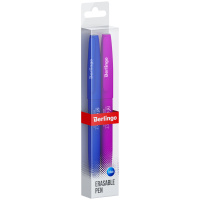 Ручка гелевая стираемая Berlingo 'Correct' синяя, 0,6мм, корпус синий+фиолет, 2шт
