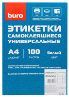 Этикетки самоклеящиеся Buro 70x49.5мм, 18шт на листе А4, белые матовые, 100 листов