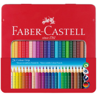 Карандаши цветные Faber-Castell 'Grip', 24цв., трехгран., заточен., метал. упак.