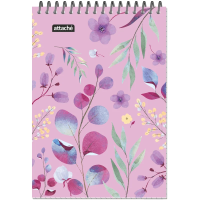 Блокнот Attache Цветы розовый, А5, 60 листов, в клетку, на спирали