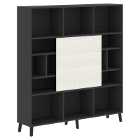 Стеллаж со слайд -дверью JHC 1840 Ясень белый/Антрацит 1800х400х1950 JAY