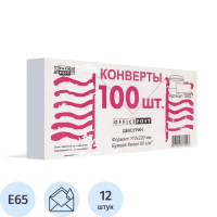 Конверт почтовый Officepost Е65 белый, 110х220мм, 80г/м2, 100шт, декстрин